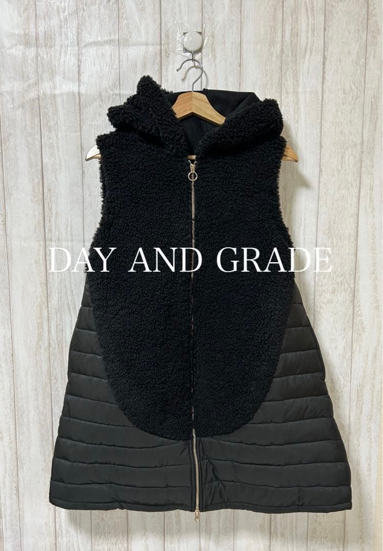 DAY AND GRADE ボアフードベスト 黒 ブラック フーディー