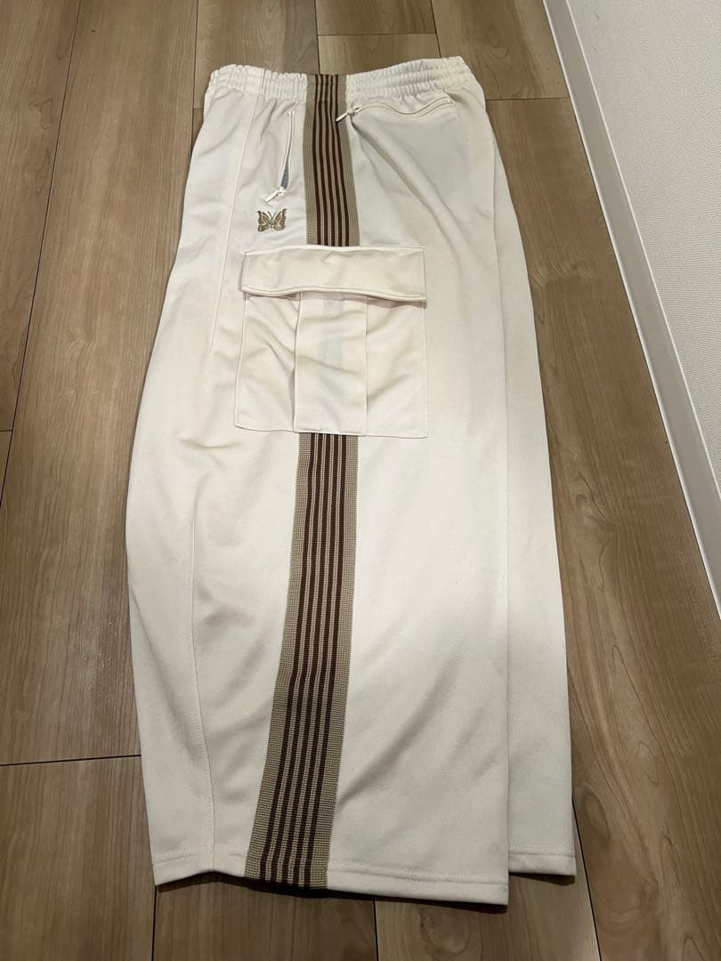Needles 白 トラックパンツ ベージュストライプ
