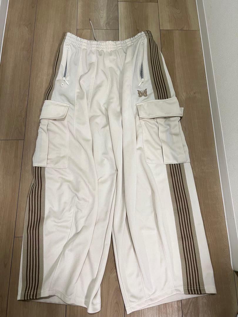 Needles 白 トラックパンツ ベージュストライプ