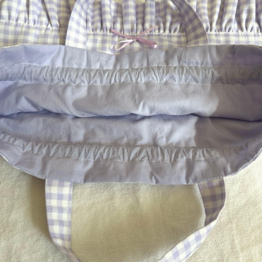 入園入学3点セット　【ホログラムハート×紫チェック】 女の子　ナップサック