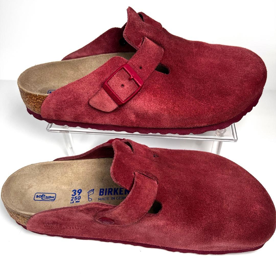 【美品】ビルケンシュトック 39 ボストン サンダル スエード マルーン