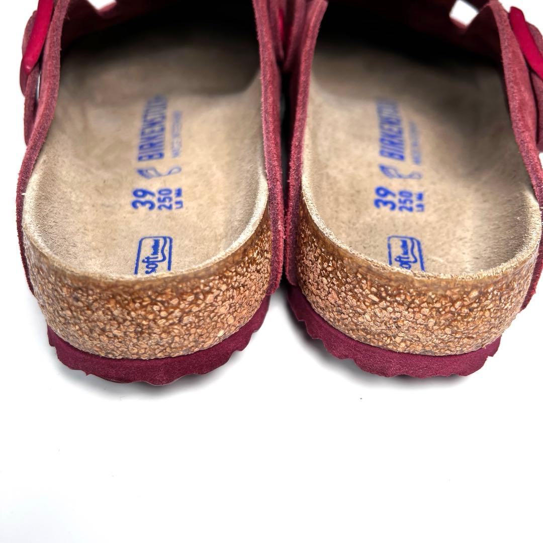 【美品】ビルケンシュトック 39 ボストン サンダル スエード マルーン