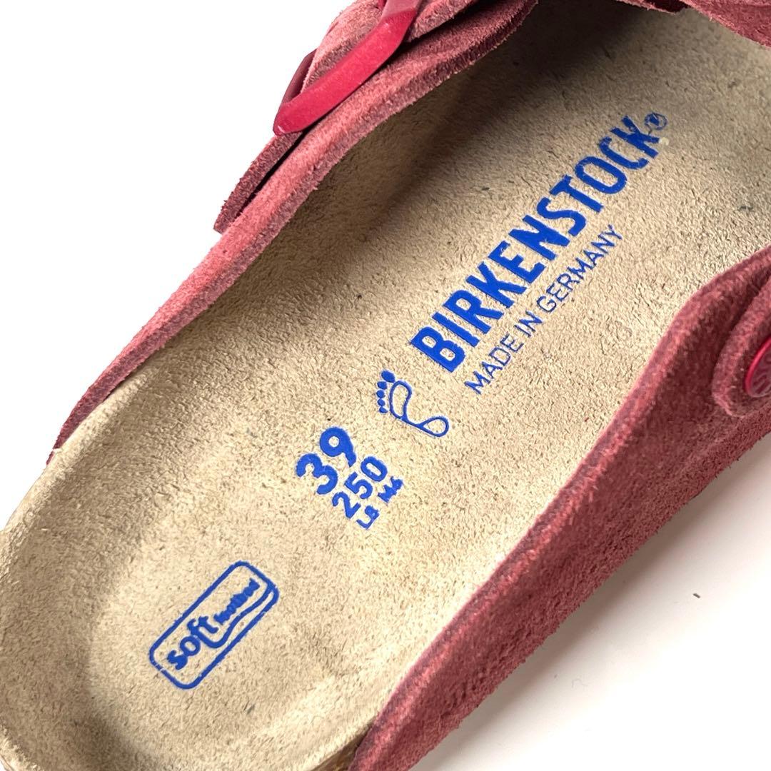 【美品】ビルケンシュトック 39 ボストン サンダル スエード マルーン