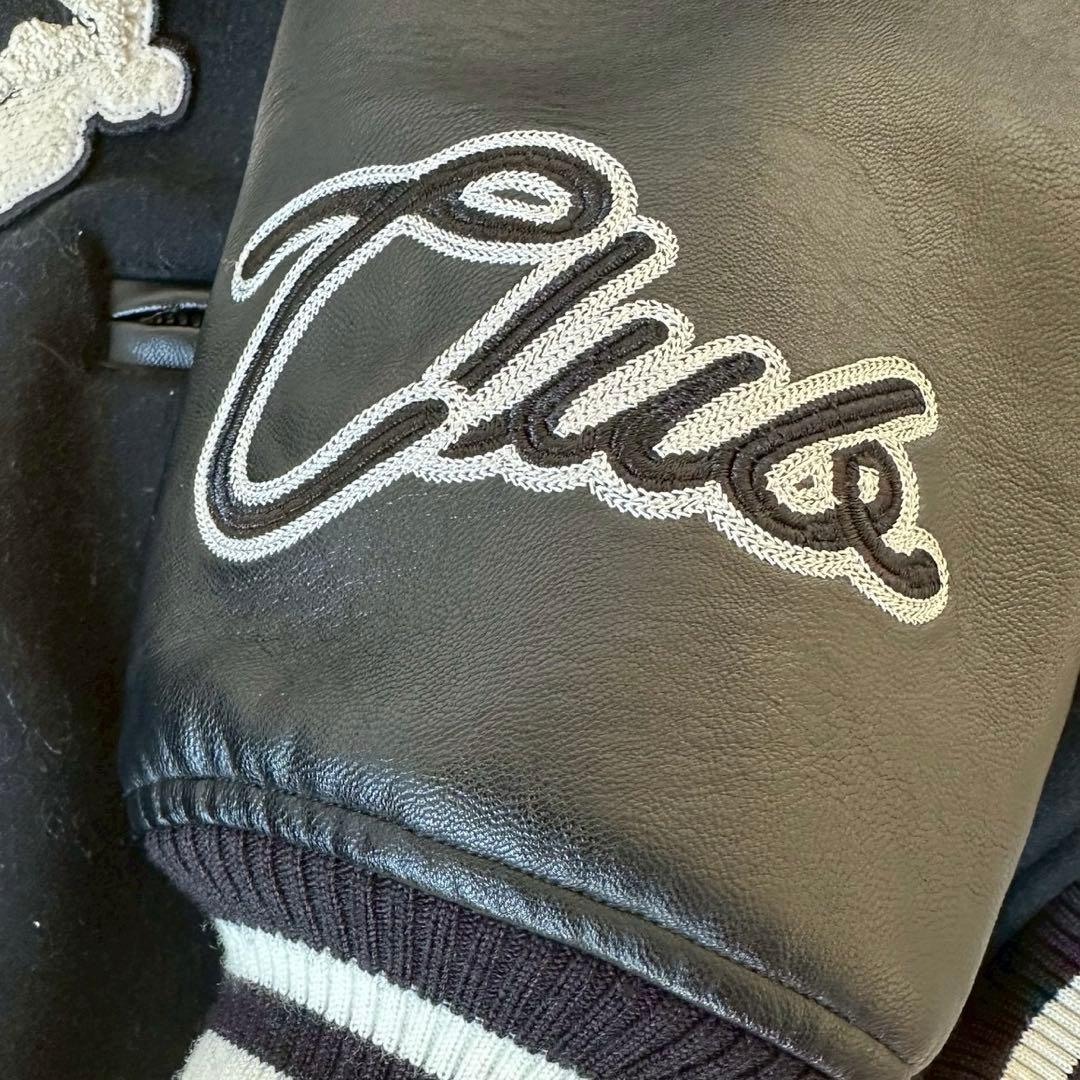 【美品】Y-3 スタジャン レザー切替 刺繍ロゴ ブラック M ワイスリー