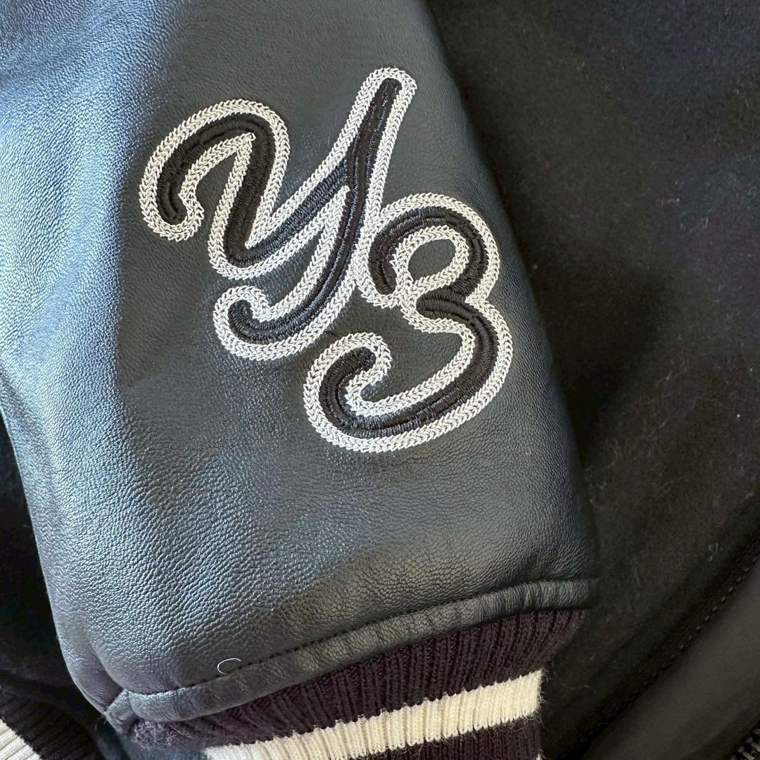 【美品】Y-3 スタジャン レザー切替 刺繍ロゴ ブラック M ワイスリー