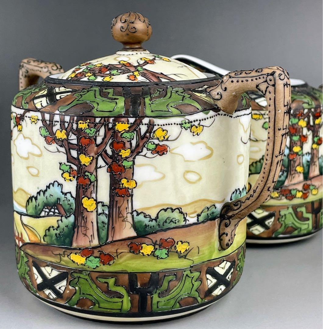 オールドノリタケ ウッドランド シュガーボウル クリーマー 一陳盛り 盛上げ