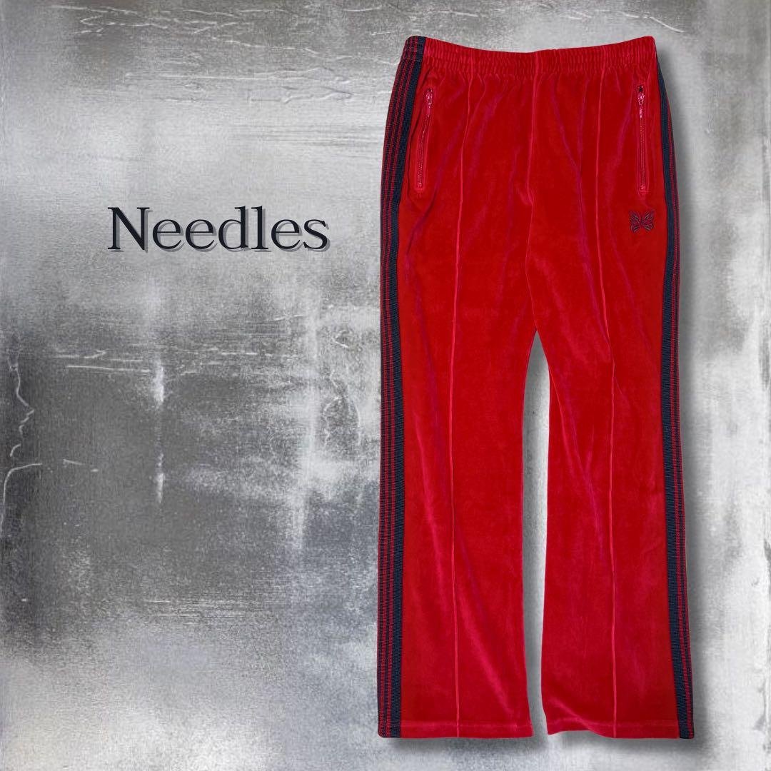 Needles ベロア トラックパンツ レッド M センターシーム