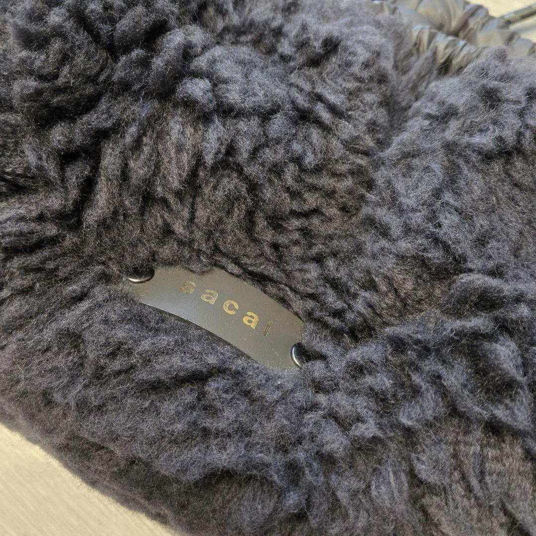 sacai サカイDumpling Bagファーバッグ グレー ボア ナイロン