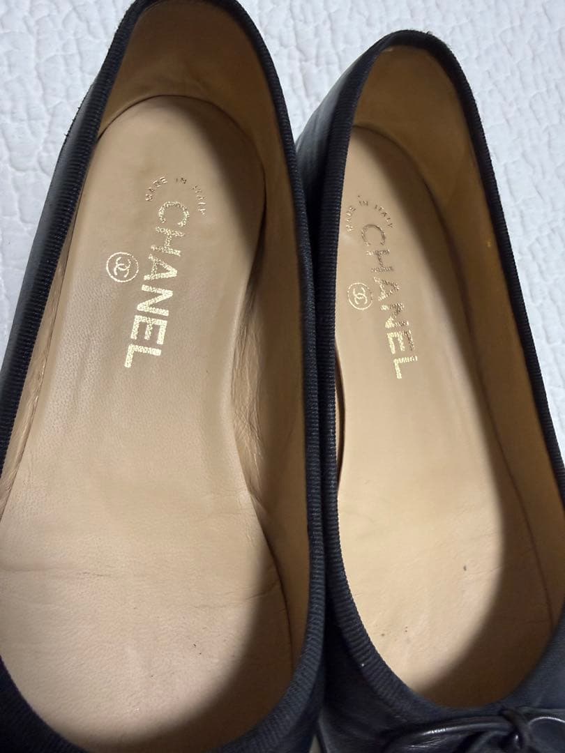 シャネル　バレリーナ　バレエシューズ　 37、5サイズ　黒(裏張り済み)