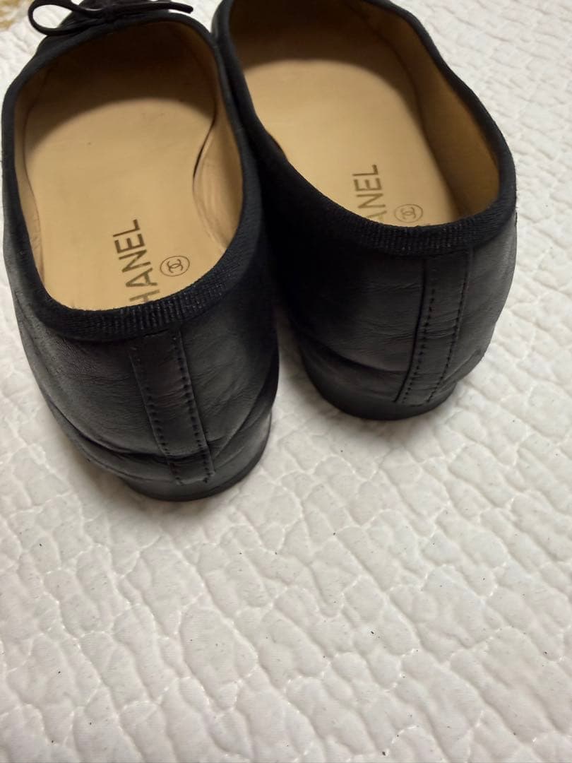 シャネル　バレリーナ　バレエシューズ　 37、5サイズ　黒(裏張り済み)