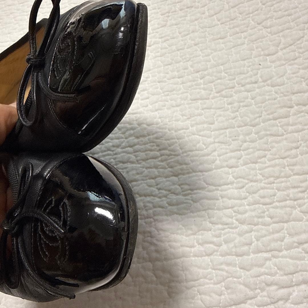 シャネル　バレリーナ　バレエシューズ　 37、5サイズ　黒(裏張り済み)