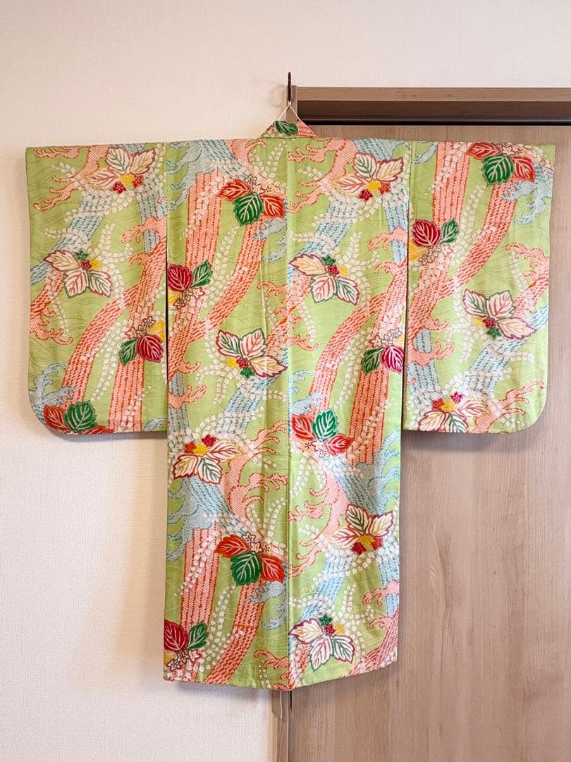 七五三 3歳 4歳 5歳 着物 被布セット 正絹 ヴィンテージ M2509152