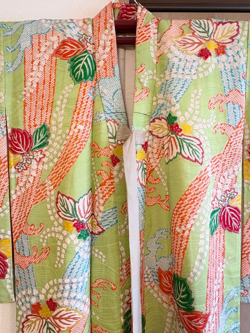 七五三 3歳 4歳 5歳 着物 被布セット 正絹 ヴィンテージ M2509152