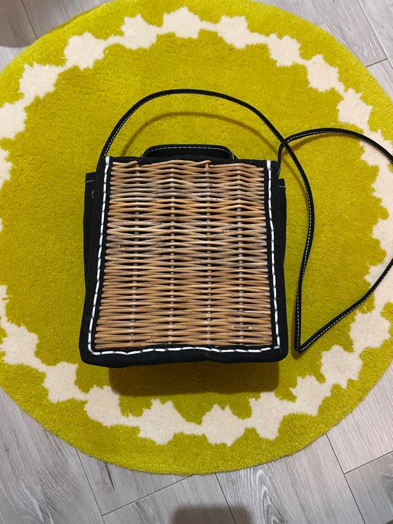 ebagos かご袋ショルダー　 防水キャンバス×紅籐 BLACK