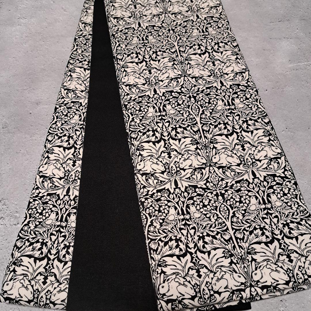 半幅帯　長尺　ウィリアムモリス　兄弟うさぎ×国産コットンリネン　リバーシブル