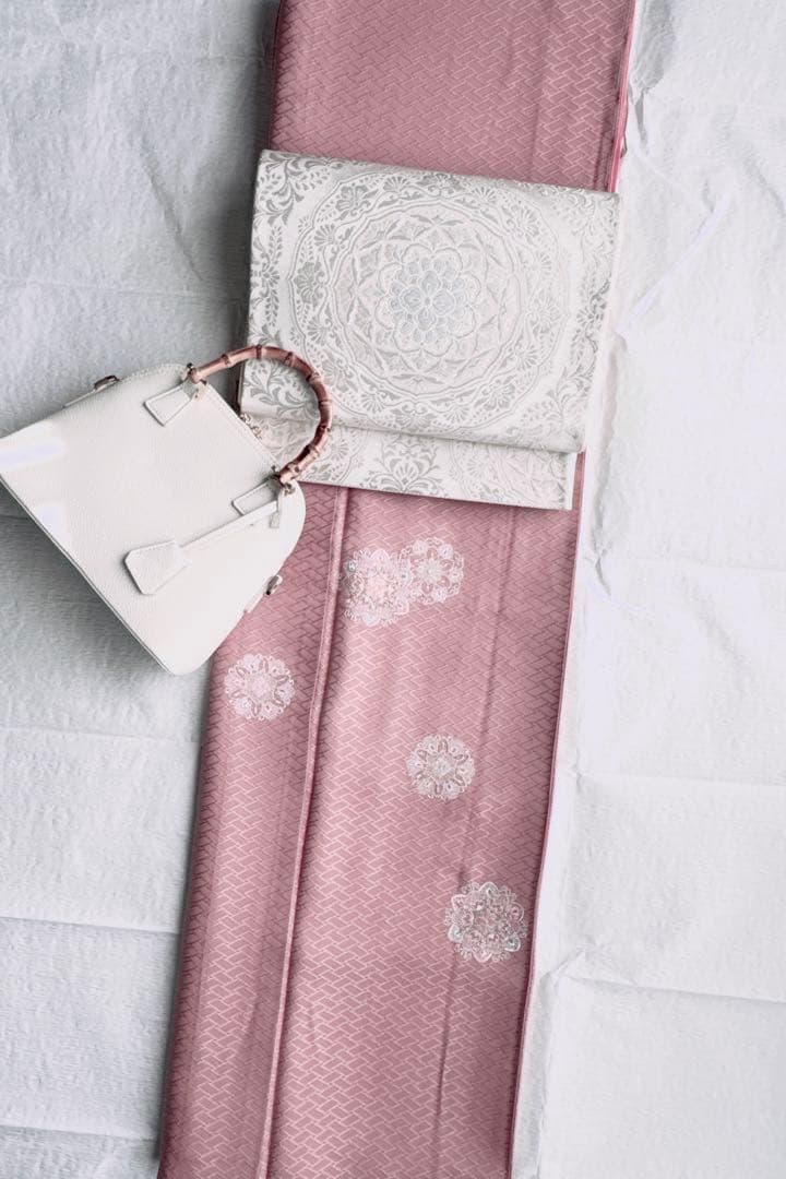 【訳あり特別価格】　正絹　袋帯　六通柄　正倉院華文　アラベスク　銀糸