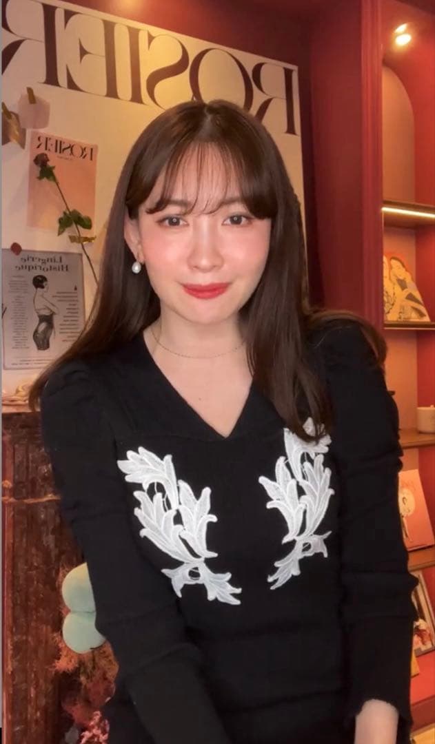 ワンピース herlipto Lily Lace Knit Midi Dress