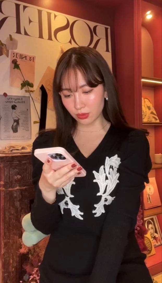 ワンピース herlipto Lily Lace Knit Midi Dress