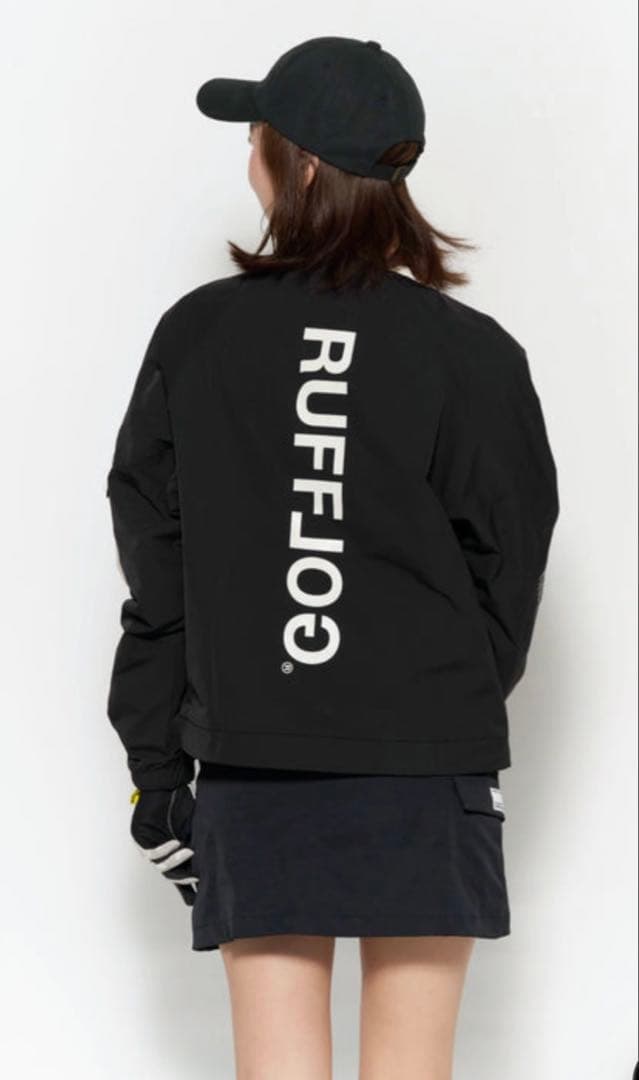 ラフログ　RUFFLOGノーカラージャケット ブラック　レディース　ゴルフウェア