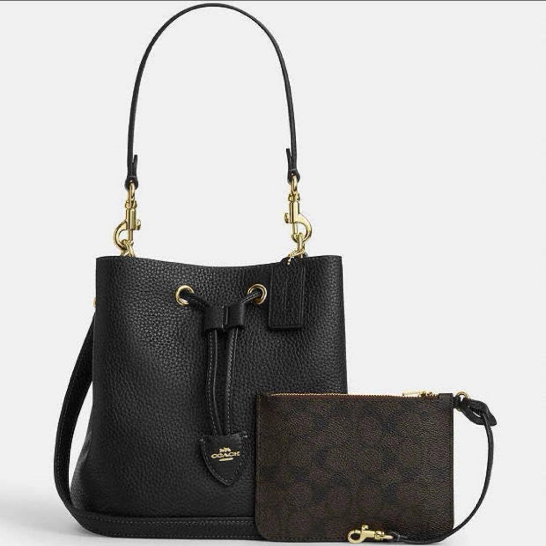 コーチ シグネチャー ローアン バケット バッグ ブラウン キャンバス @