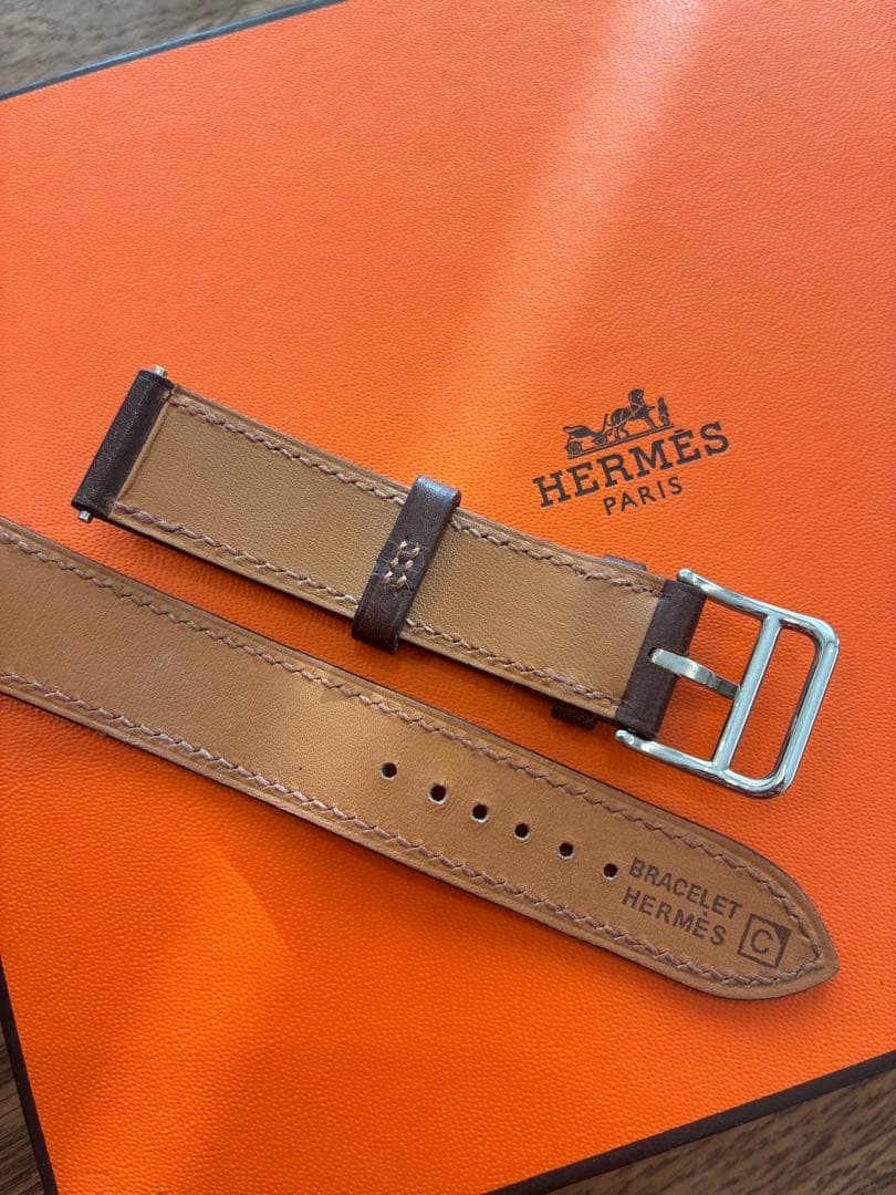 HERMES エルメス　腕時計　純正　ベルト　17mm用　ブラウン　レザー □C