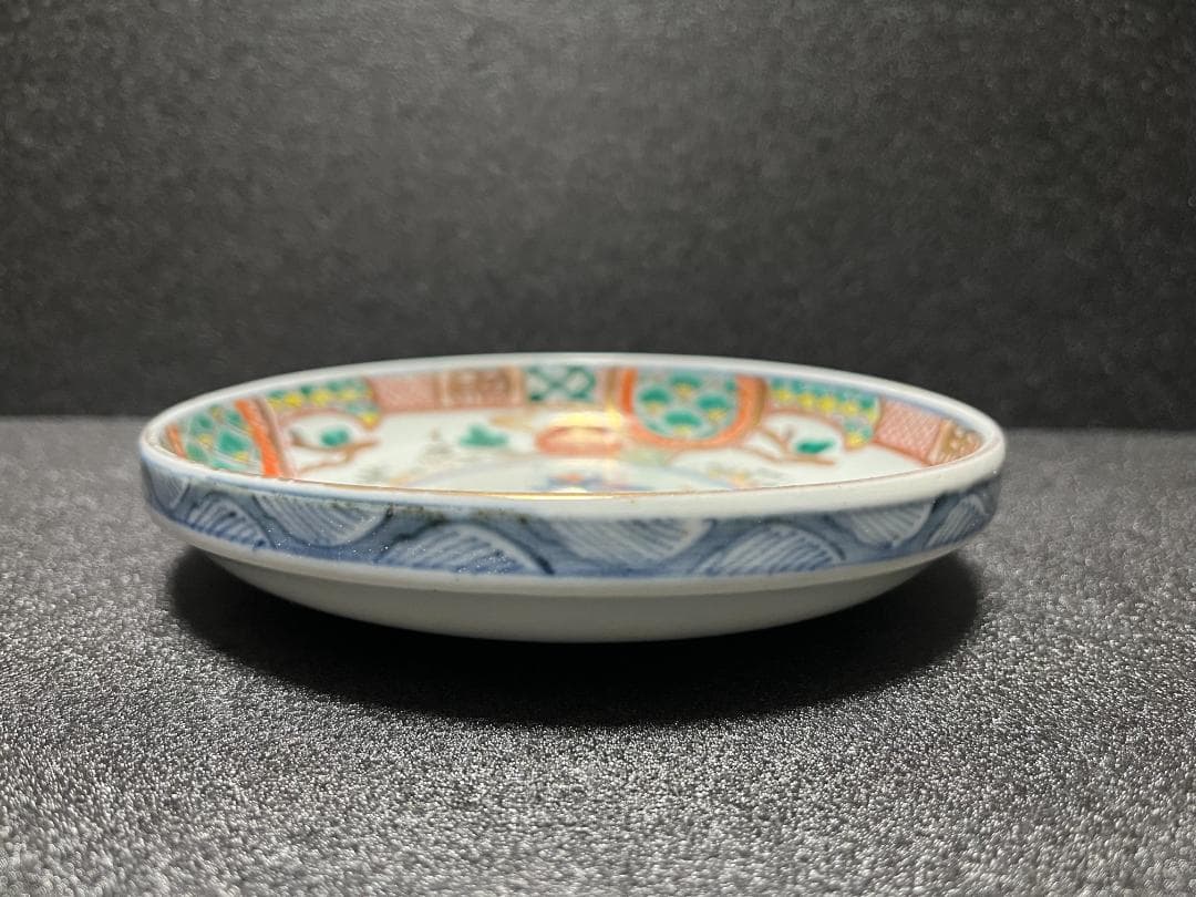 古伊万里　金襴手　金彩　松鶴図　銘々皿　皿　寿　9客