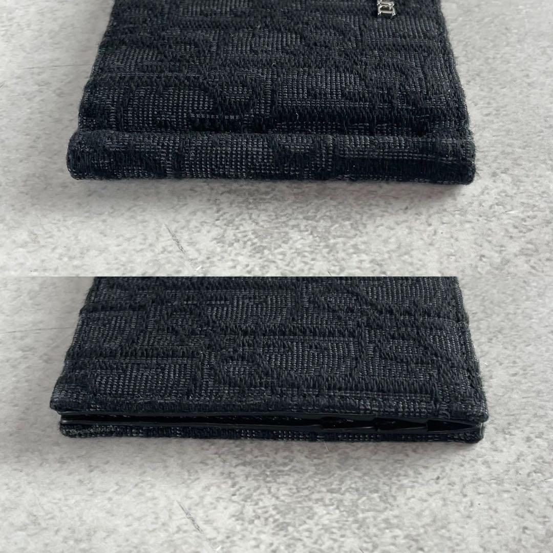 【未使用級】 ディオールオム 二つ折り財布 オブリークジャガード ブラック