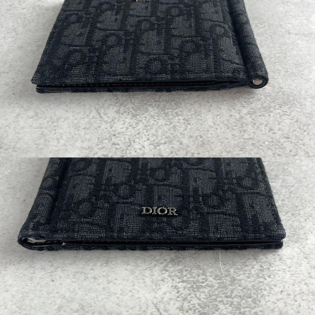 【未使用級】 ディオールオム 二つ折り財布 オブリークジャガード ブラック