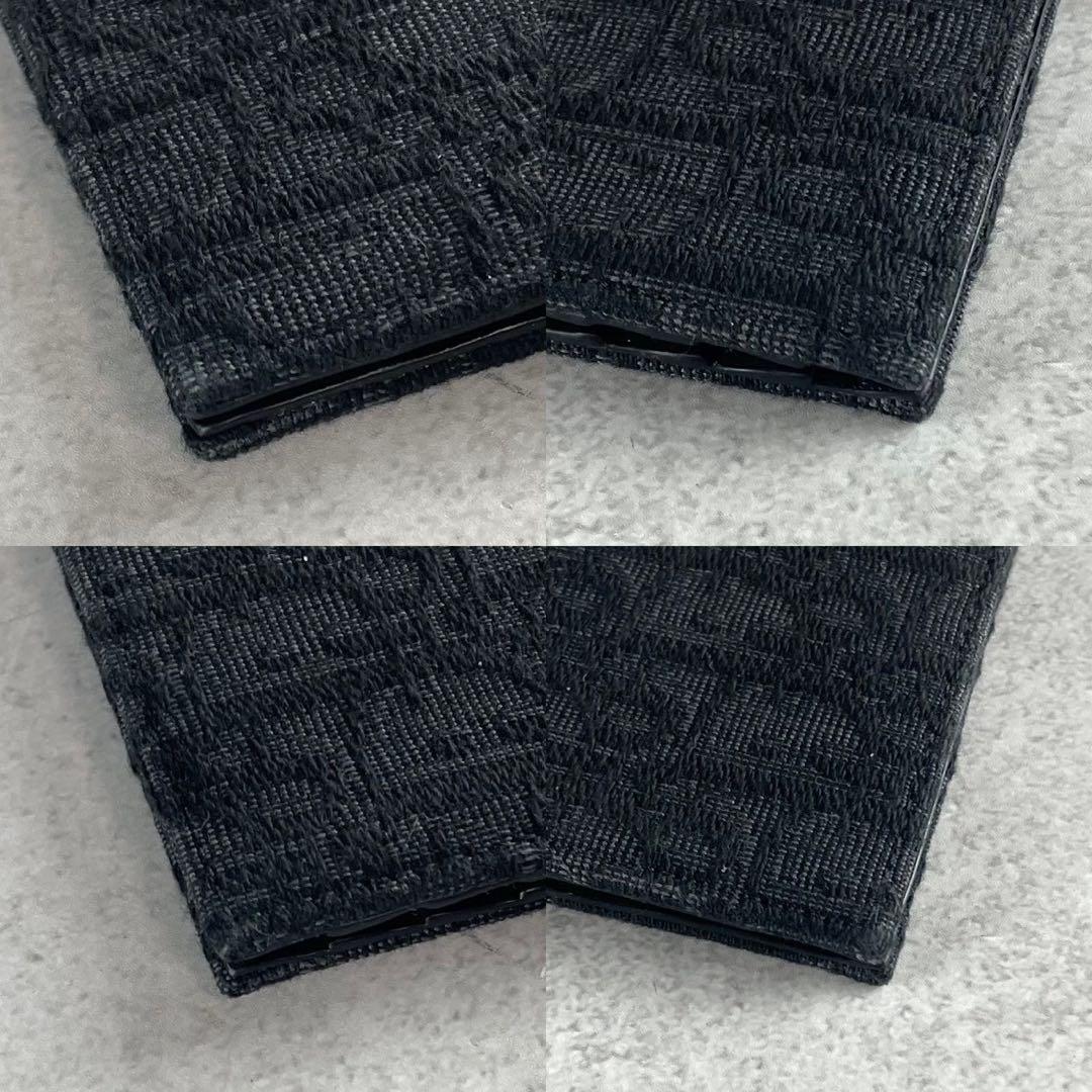 【未使用級】 ディオールオム 二つ折り財布 オブリークジャガード ブラック