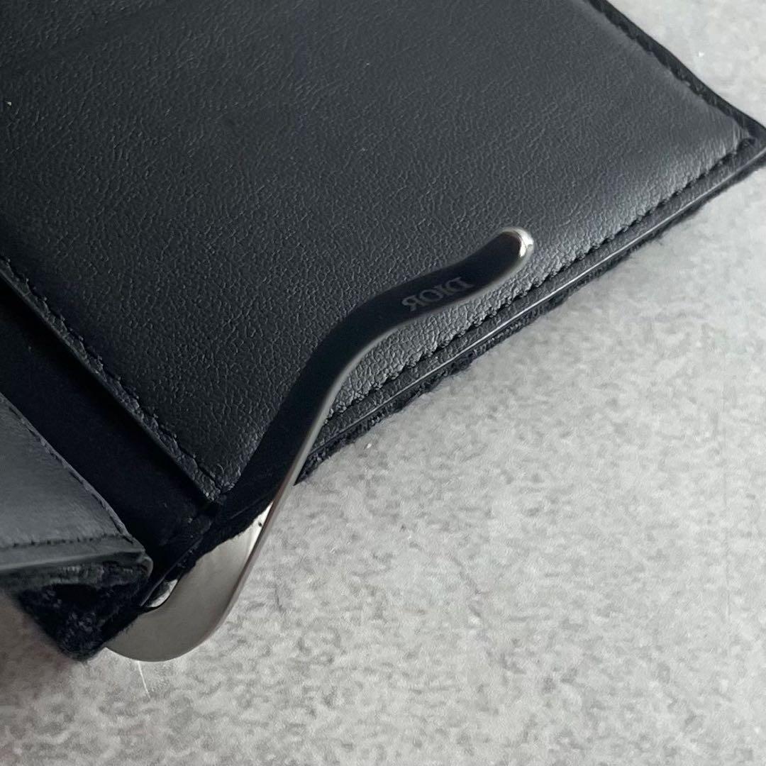 【未使用級】 ディオールオム 二つ折り財布 オブリークジャガード ブラック