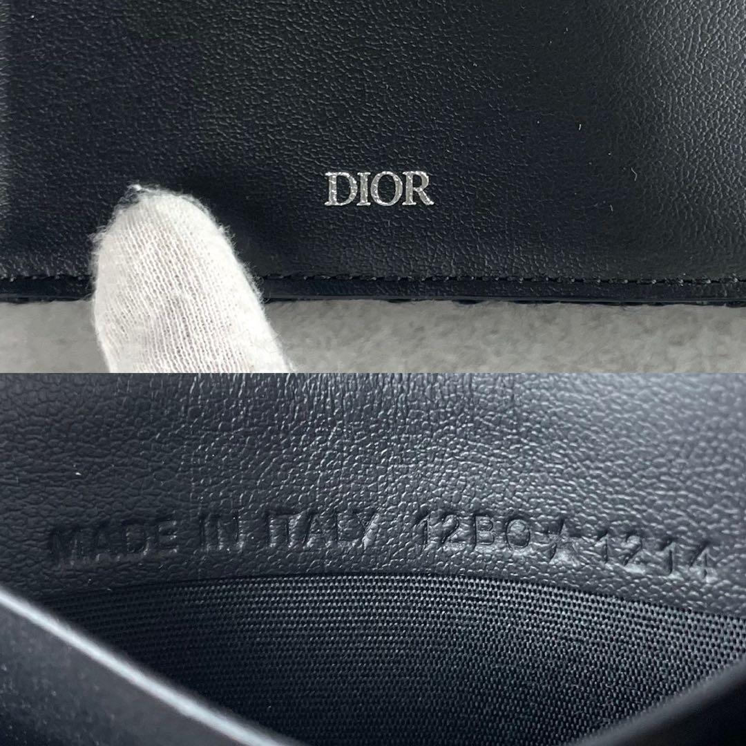【未使用級】 ディオールオム 二つ折り財布 オブリークジャガード ブラック