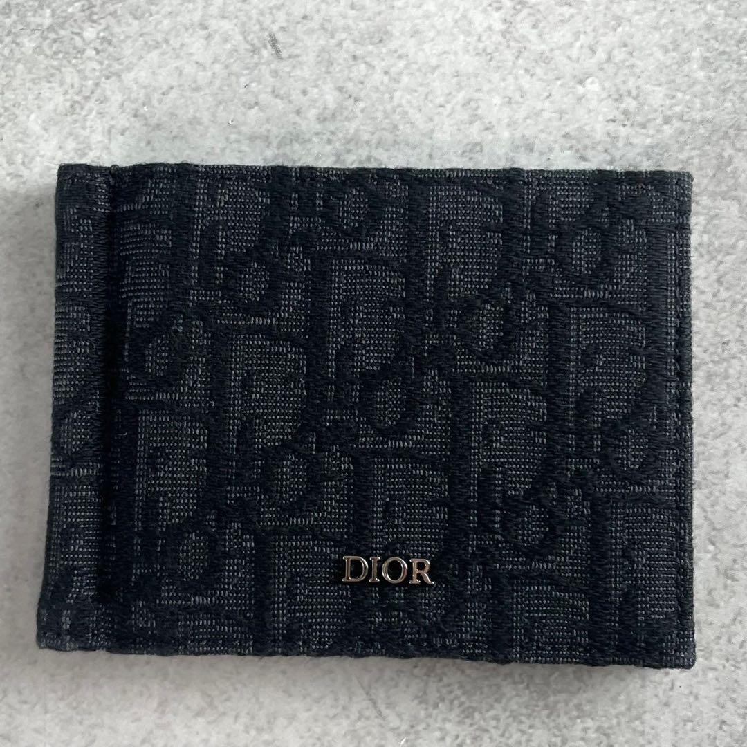 【未使用級】 ディオールオム 二つ折り財布 オブリークジャガード ブラック