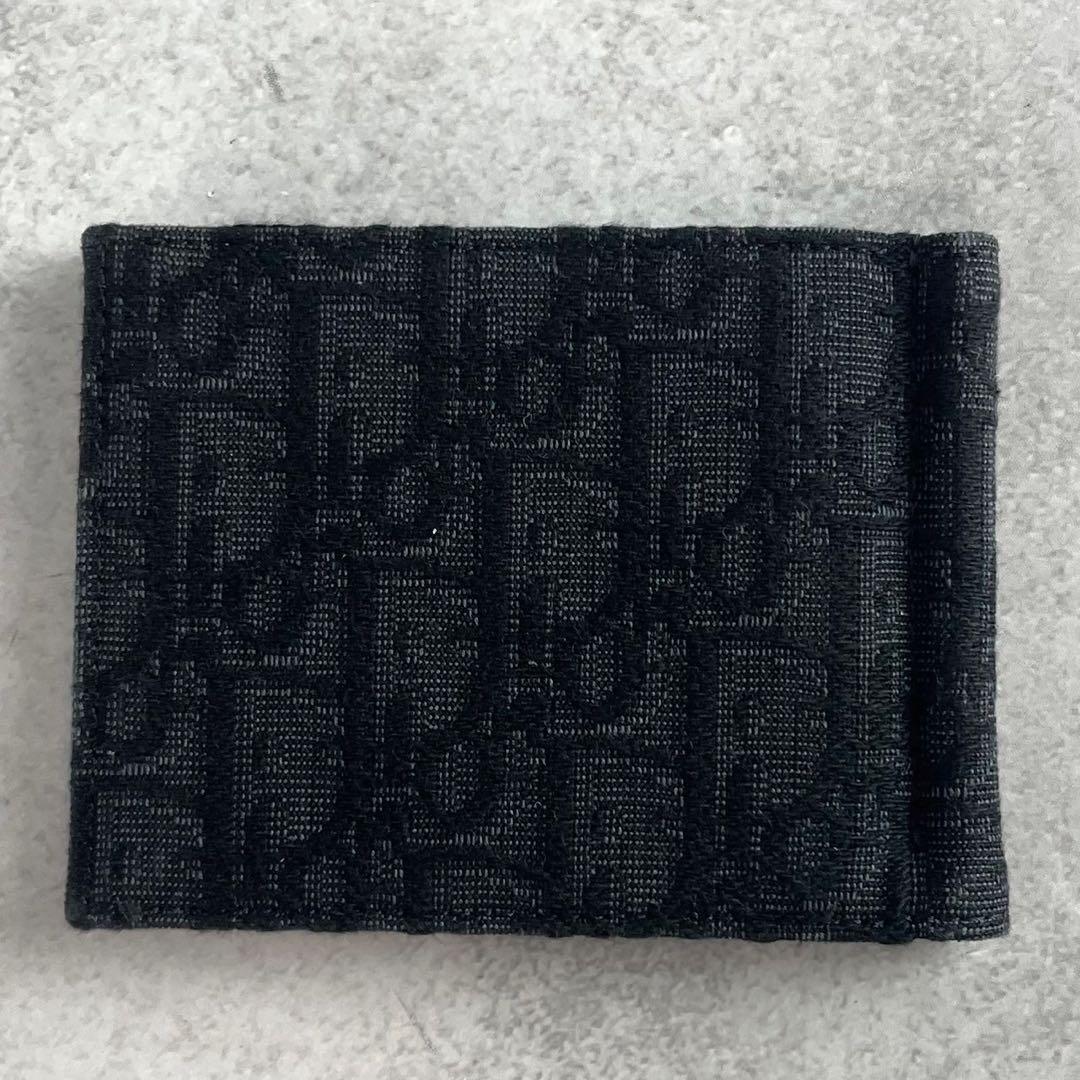 【未使用級】 ディオールオム 二つ折り財布 オブリークジャガード ブラック