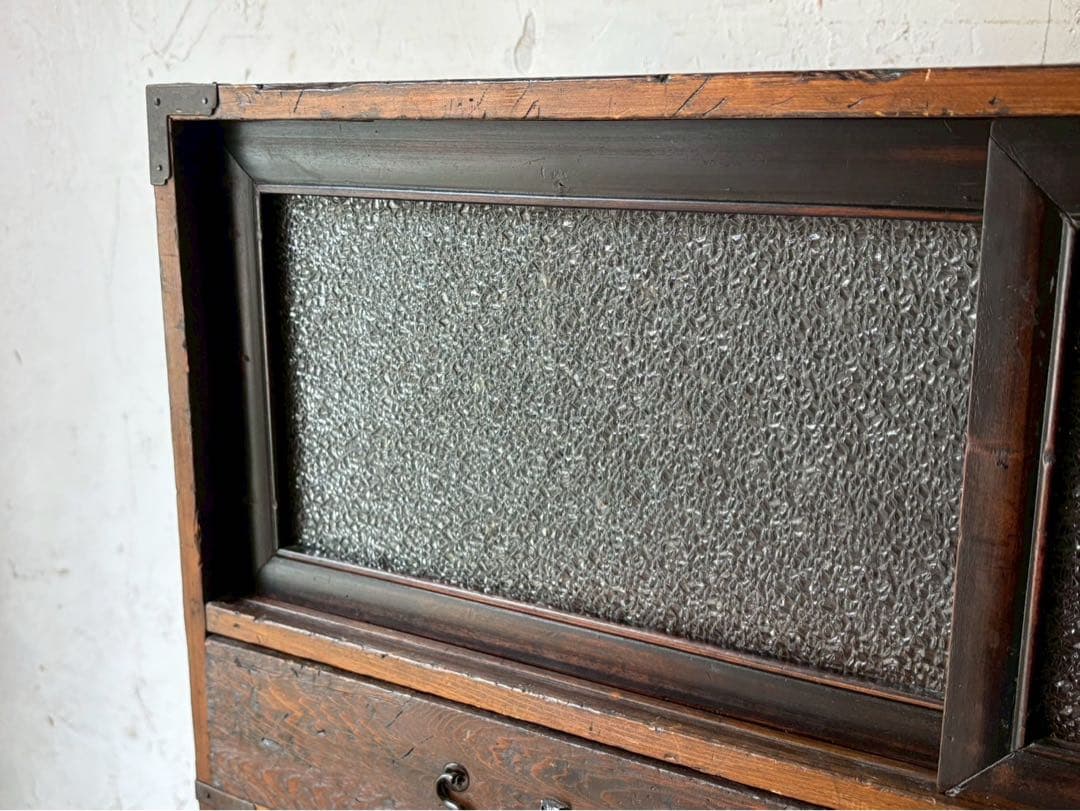 ダイヤガラス ミニ箪笥 インテリア 昭和レトロ 当時物 古道具