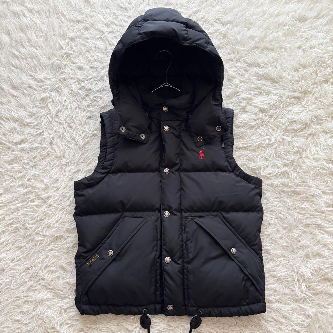 【ポロラルフローレン】ダウンベスト　2way　フード ポニー刺繍 紺　S