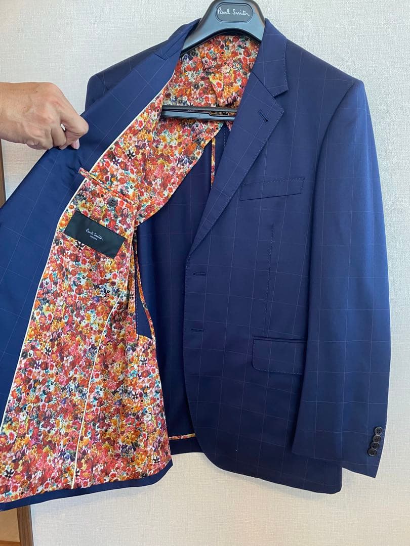 ネイビー スーツ上下 花柄裏地
