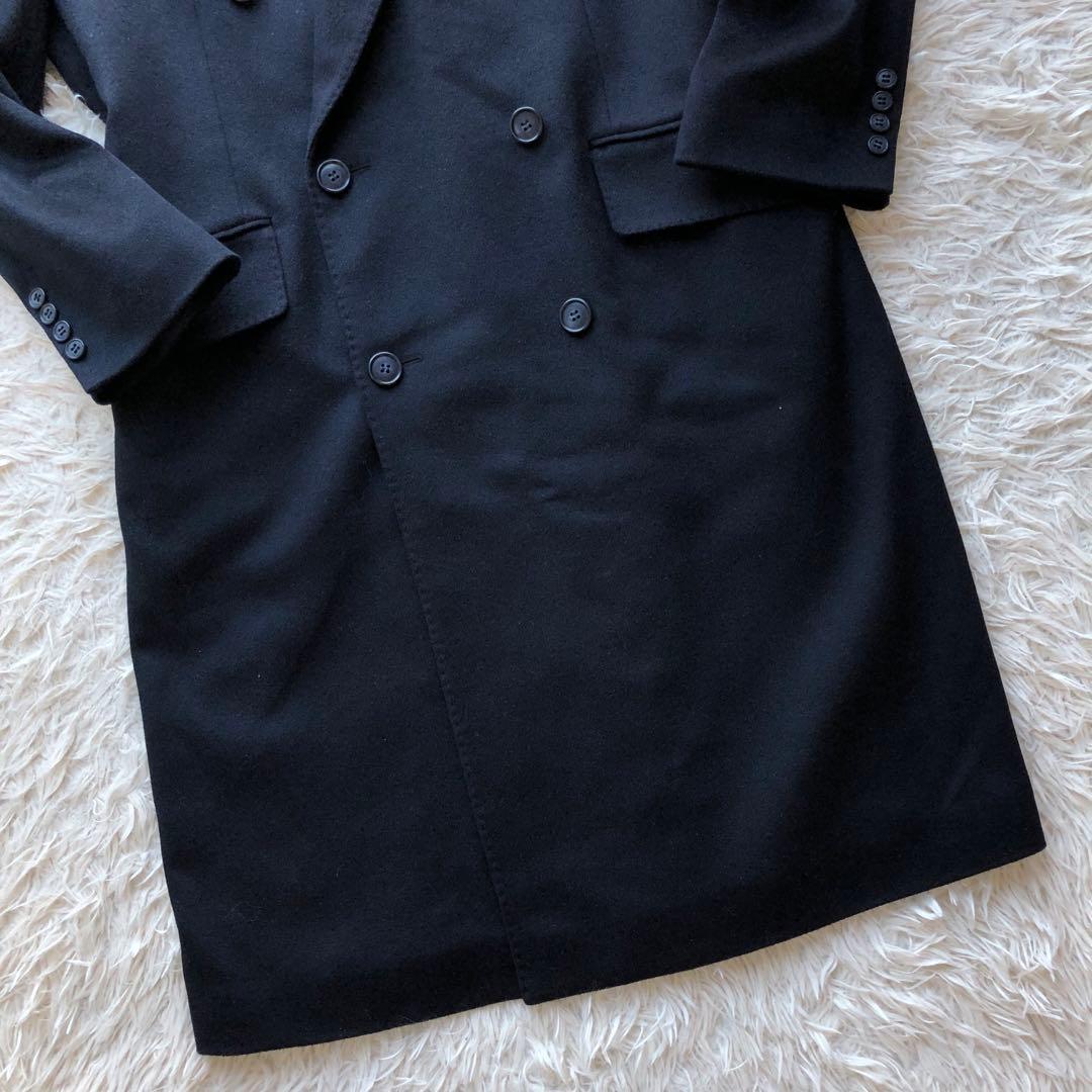 【未使用級 カシミヤ100%】ダブルチェスターコート　ネイビー　Lサイズ マキシ