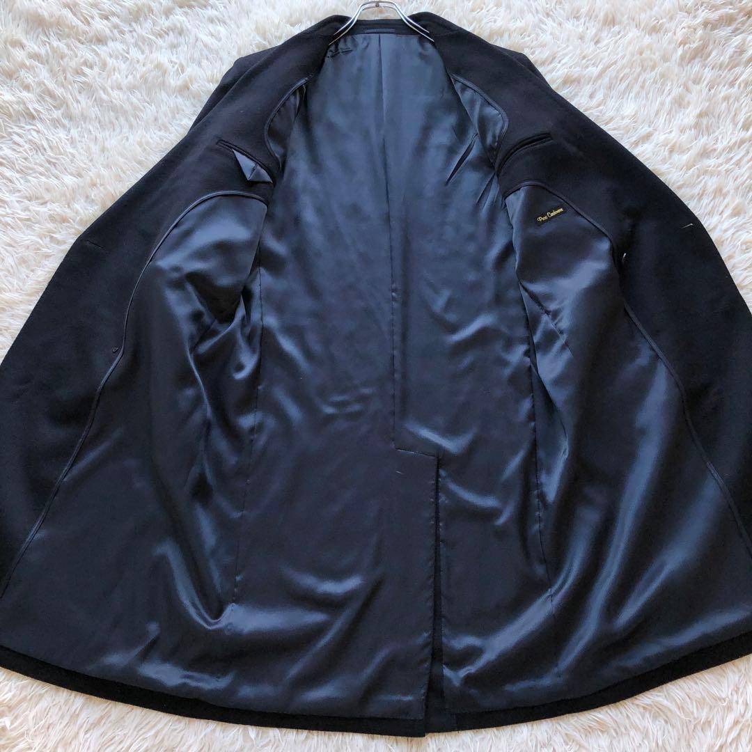 【未使用級 カシミヤ100%】ダブルチェスターコート　ネイビー　Lサイズ マキシ