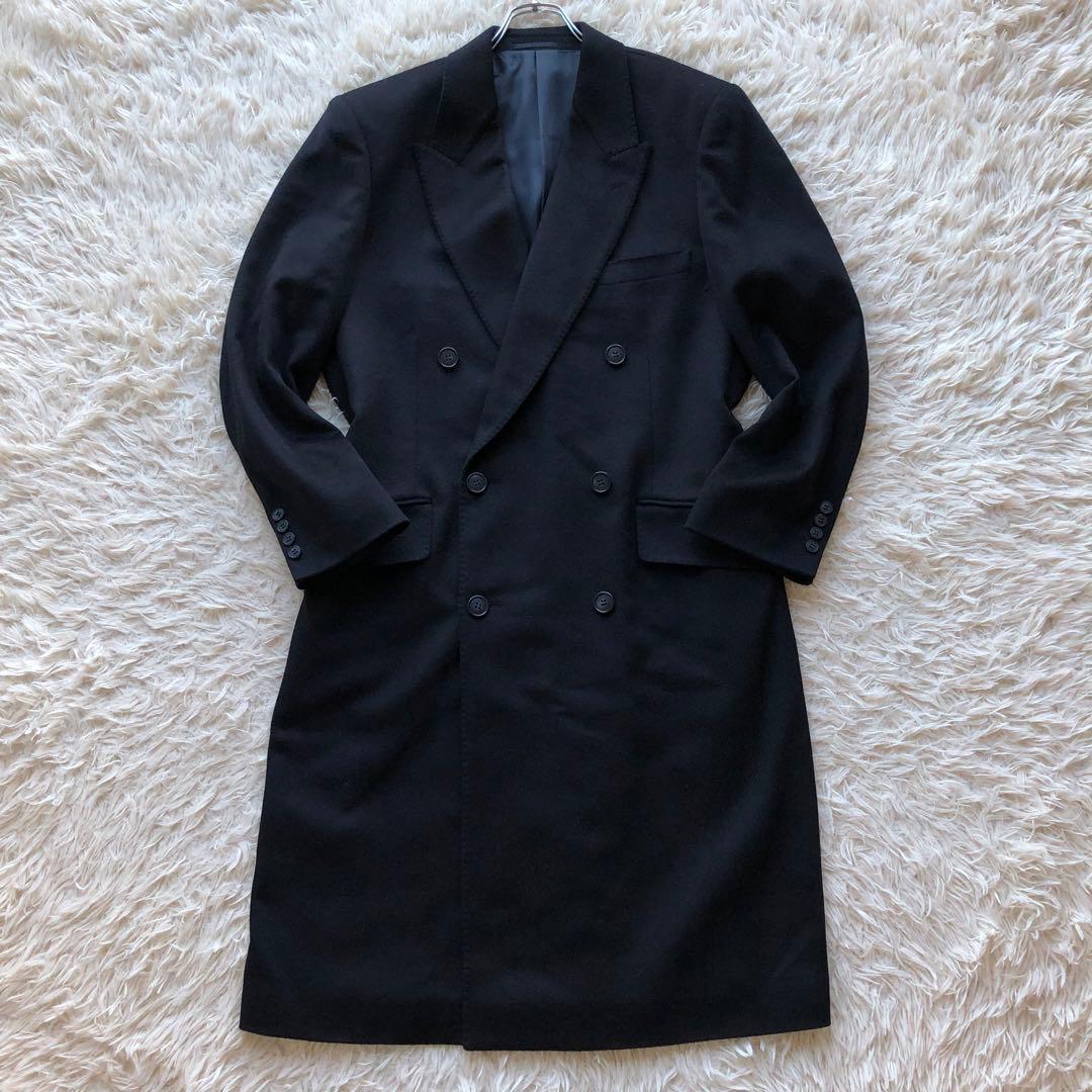 【未使用級 カシミヤ100%】ダブルチェスターコート　ネイビー　Lサイズ マキシ
