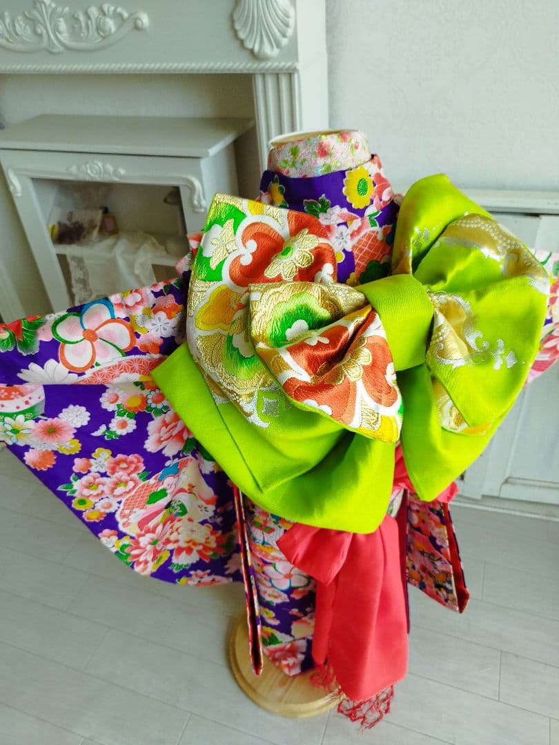 専用です☆アンティーク紫に百花繚乱の着物と作り帯