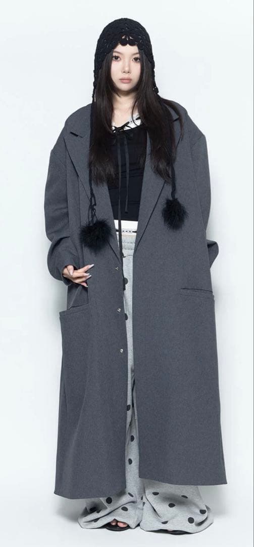 THEREDTHREAD S maxi tailored coat グレー