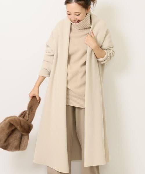 リラックスコーデ♪ドゥーズィエムクラス　スムースニットガウンコート　ロングカーデ