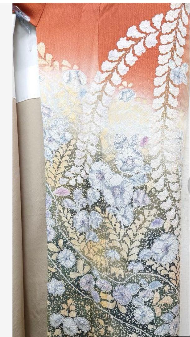 RIKAN様　辻が花　訪問着　トールサイズ　落款　茶系