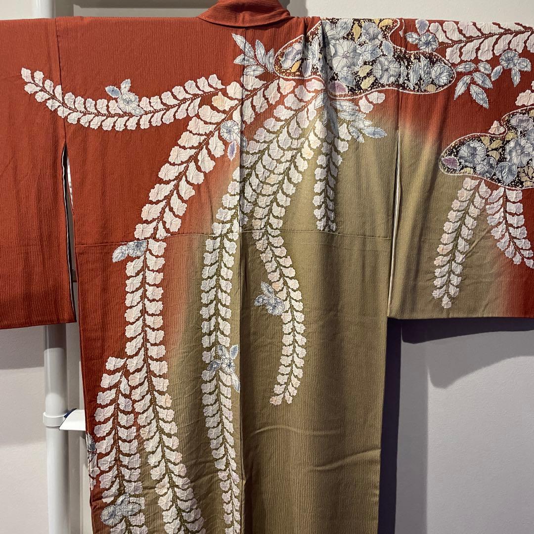 RIKAN様　辻が花　訪問着　トールサイズ　落款　茶系