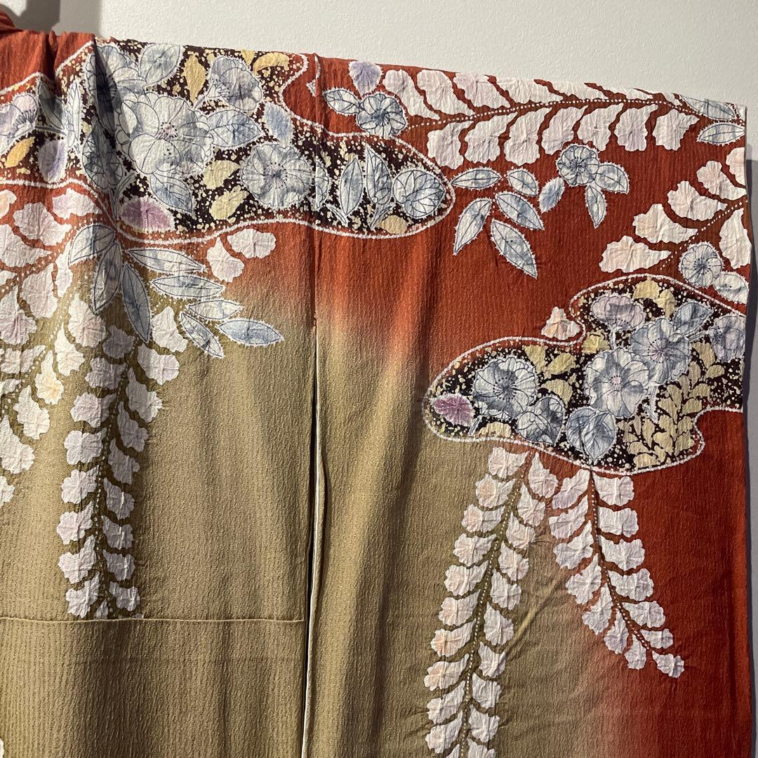 RIKAN様　辻が花　訪問着　トールサイズ　落款　茶系