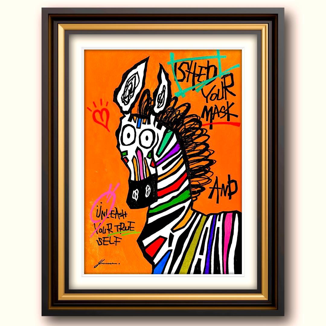 ま*る様 「 勇気が鮮やかに光輝くとき 」｜絵画 原画 抽象画 絵 動物画 ドロ