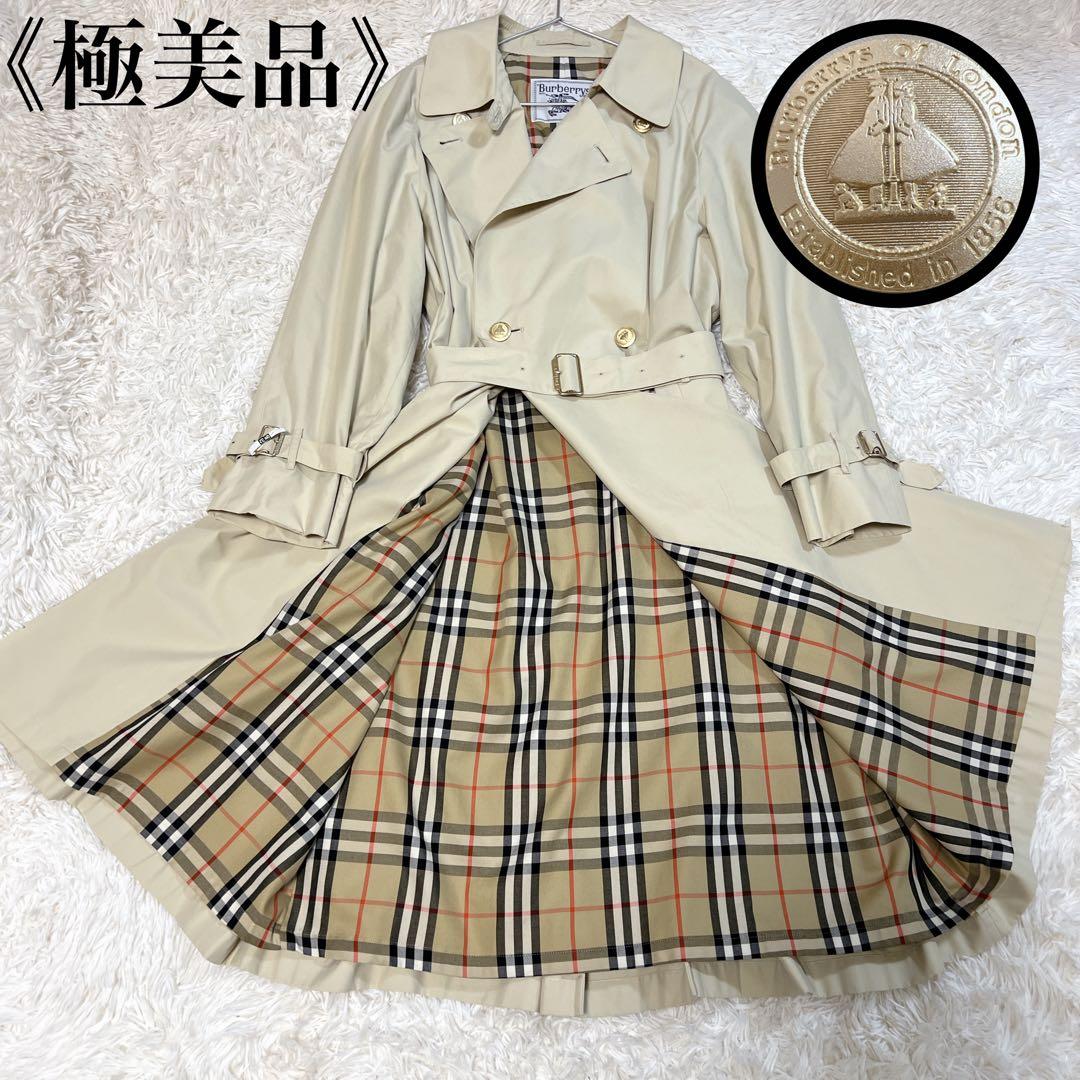 《極美品》バーバリーズ トレンチコート ベージュ ノバチェック 金ボタン ロング