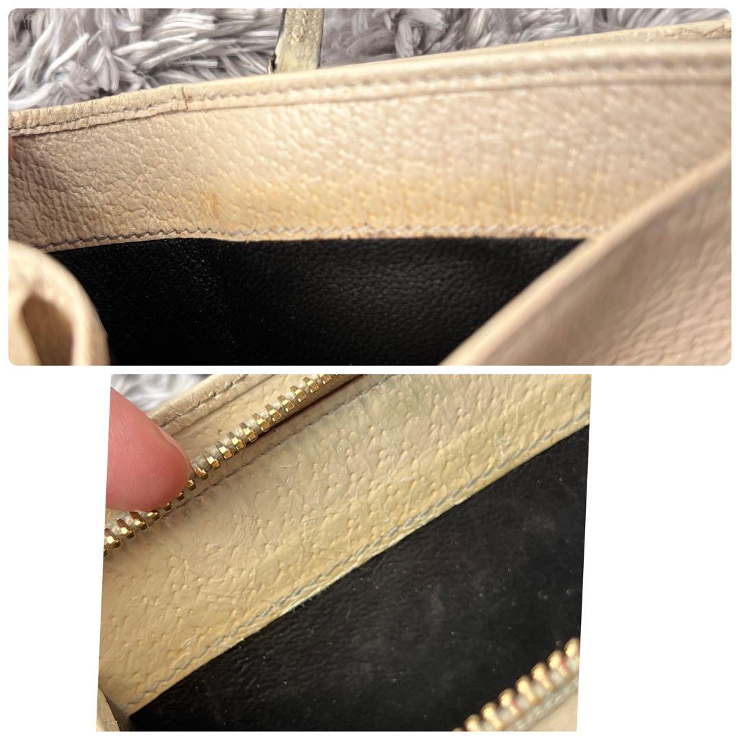 GUCCI 折り財布　GGキャンバス ホワイト　ロゴプレート　メンズ　レディース