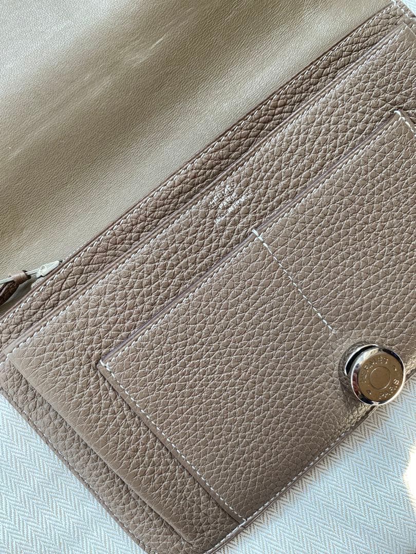 【美品】エルメス ドゴンGM ウォレット 財布 エトゥープ　HERMES