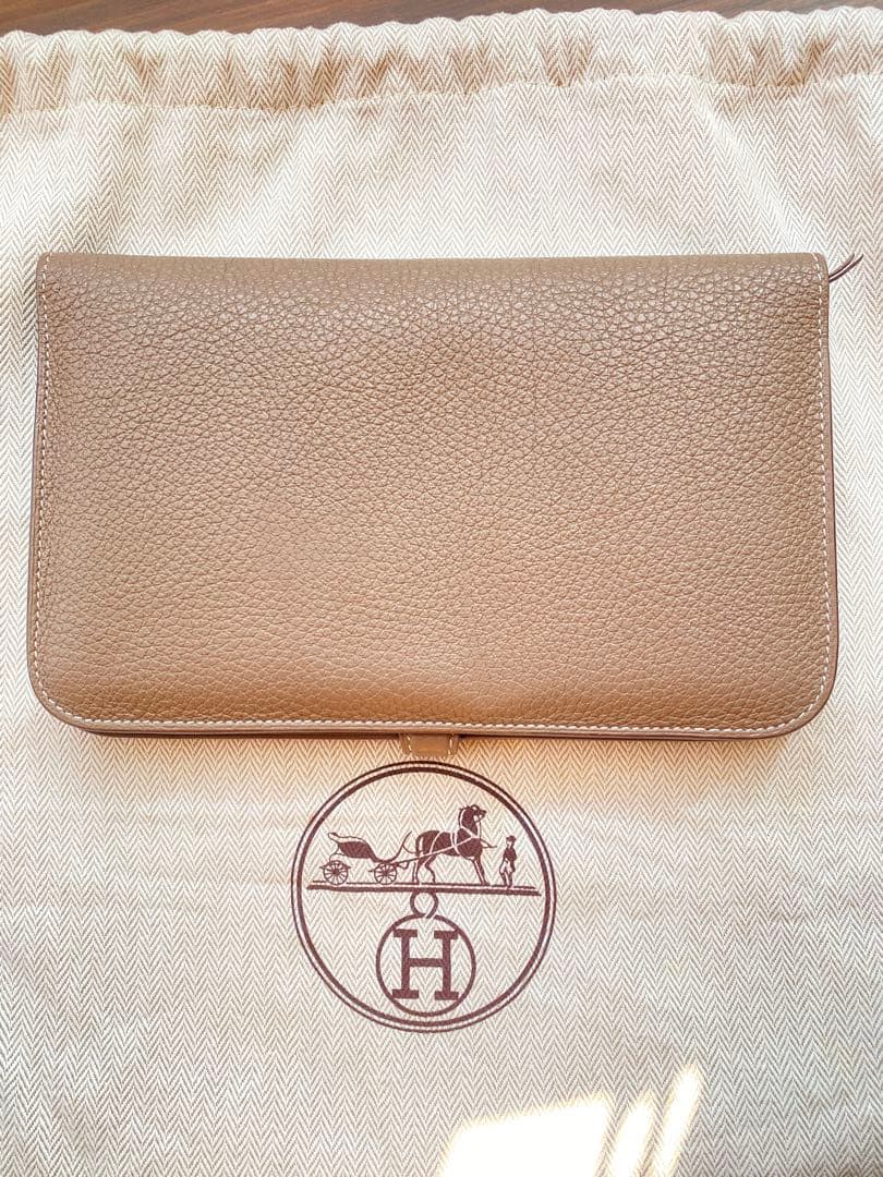 【美品】エルメス ドゴンGM ウォレット 財布 エトゥープ　HERMES